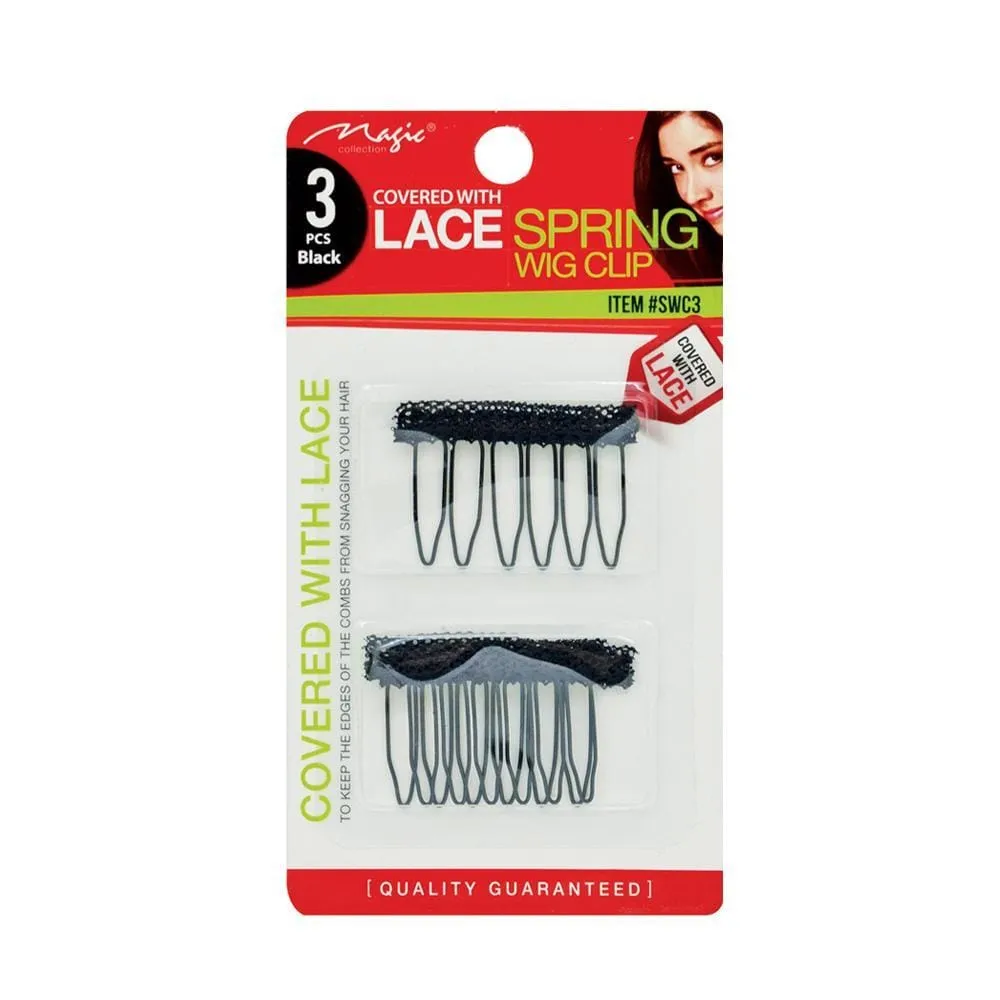 MAGIC | Flat - Not Bulky Spring Wig Clips 3PCS Black SWC3