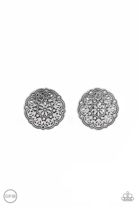 Mandala Harvest - Silver Clip-On Earring