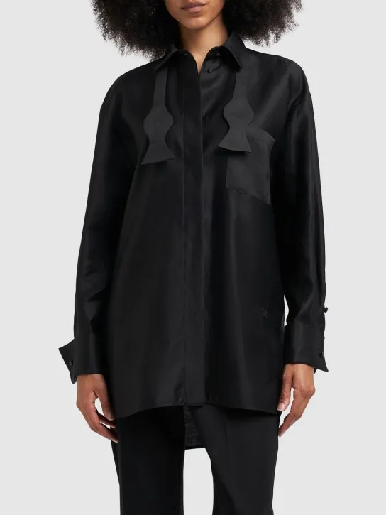 Max Mara   Marea oversized cotton shirt w/ bow tie 