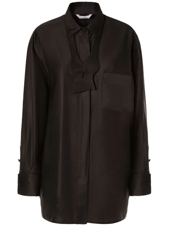 Max Mara   Marea oversized cotton shirt w/ bow tie 