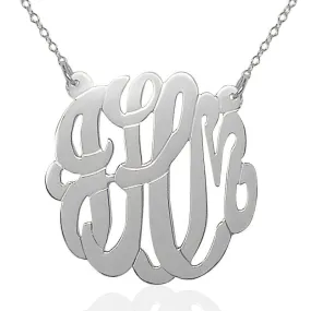 Medium Sterling Silver Monogram Necklace-Split Chain