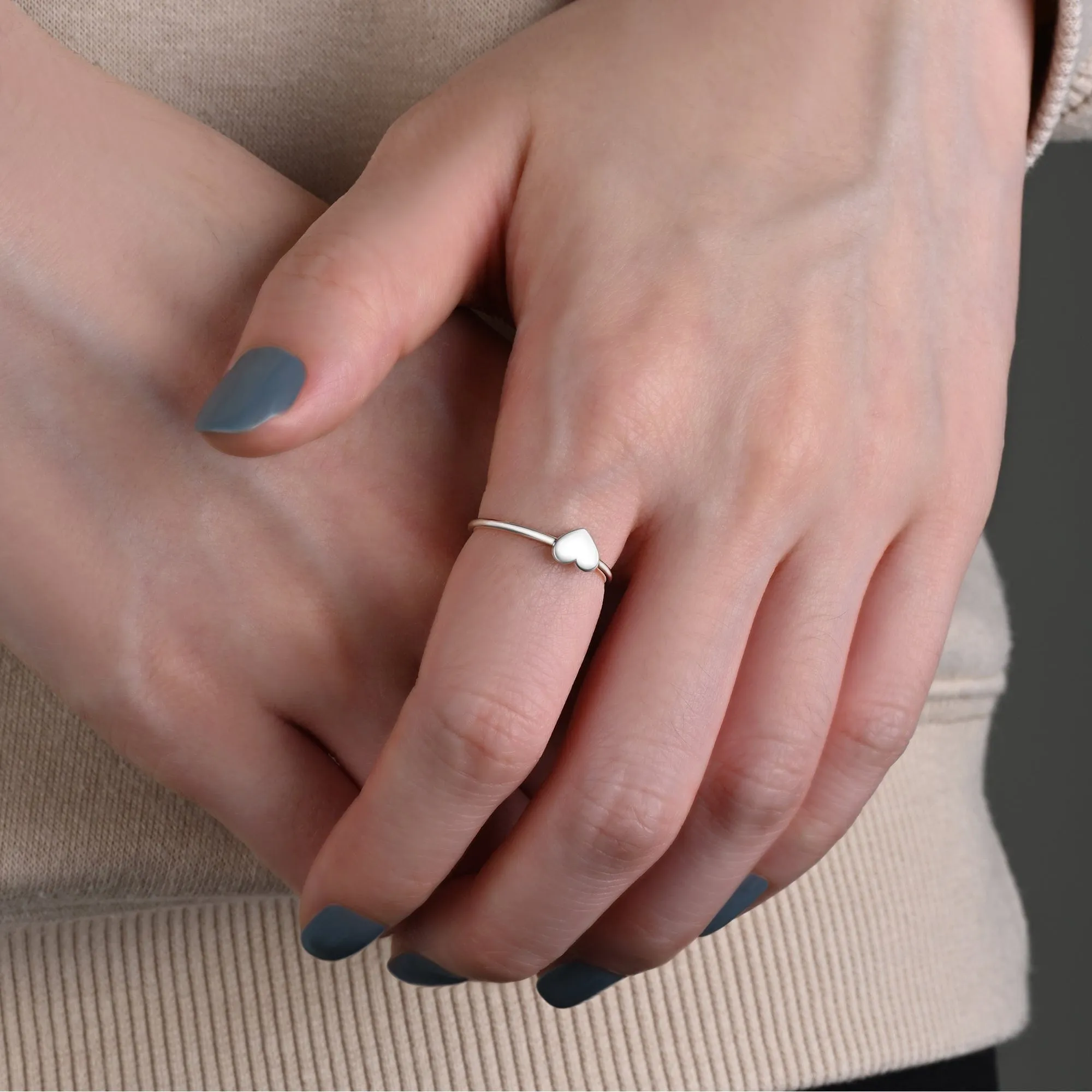 Minimalist Cute Heart Ring Sterling Silver