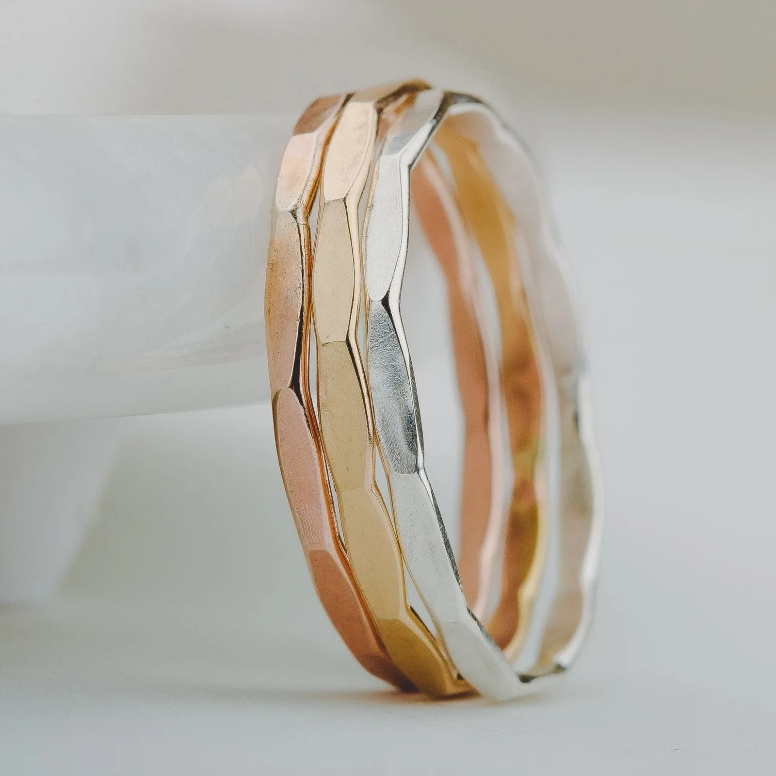 Mirror Hammered Stacking Ring