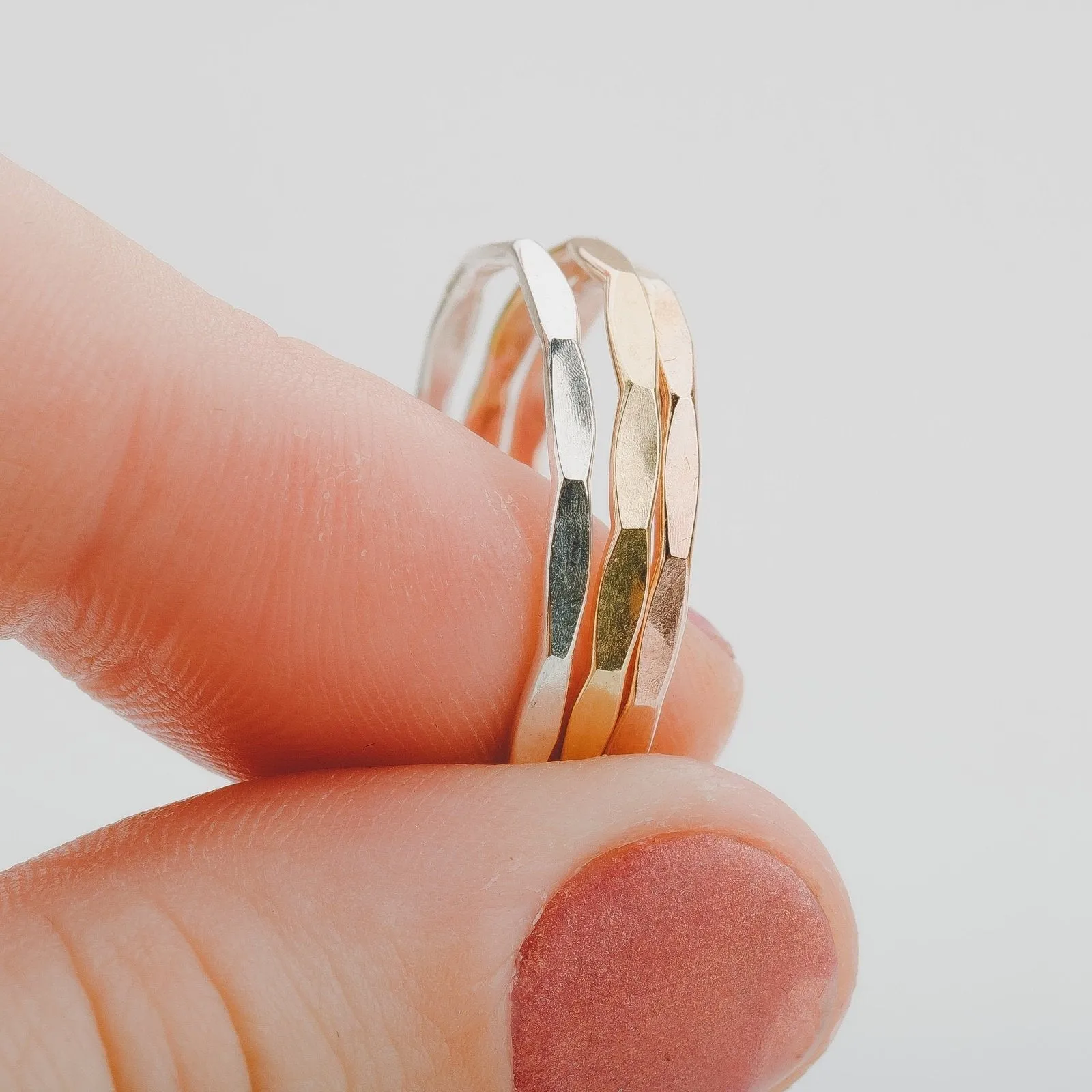 Mirror Hammered Stacking Ring