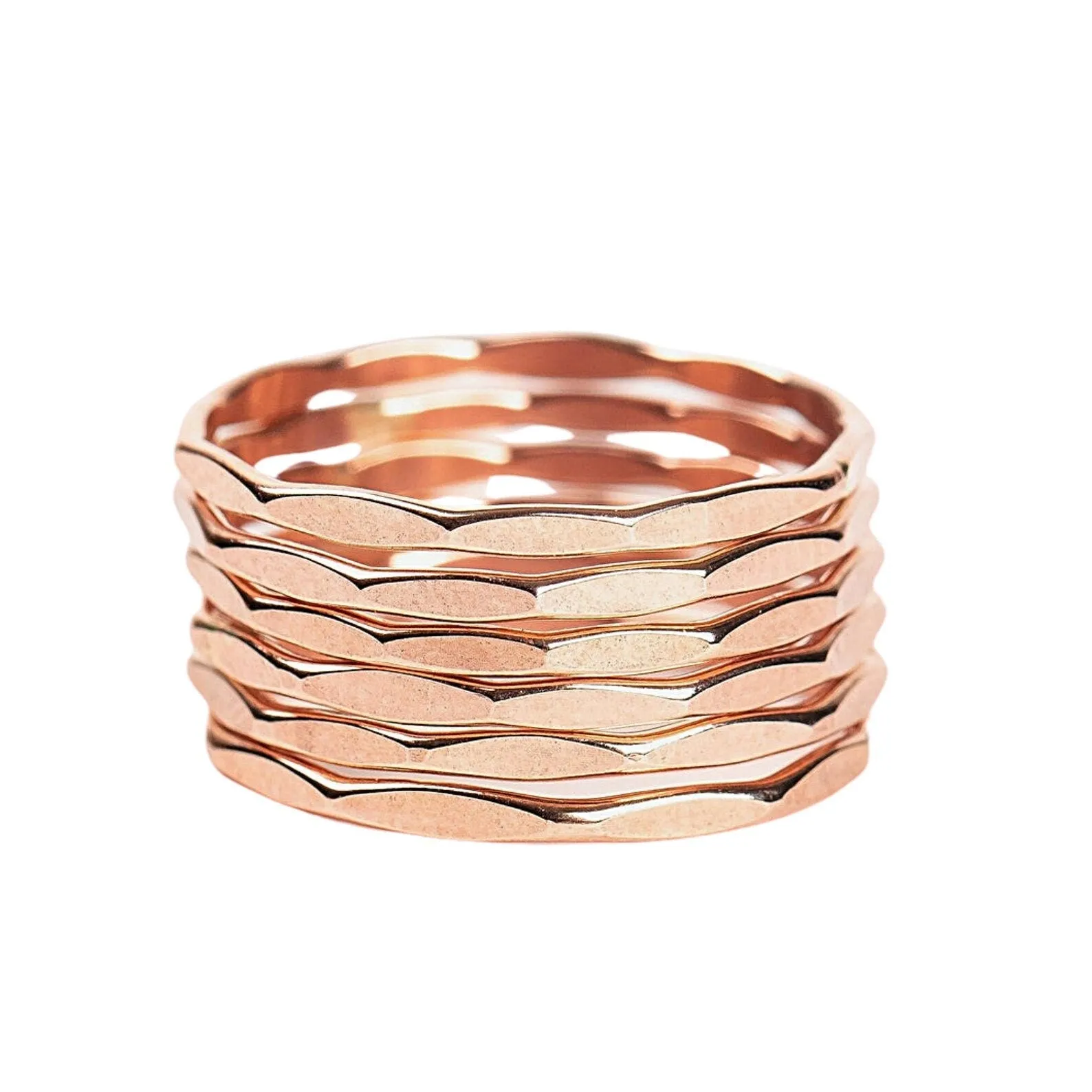 Mirror Hammered Stacking Ring