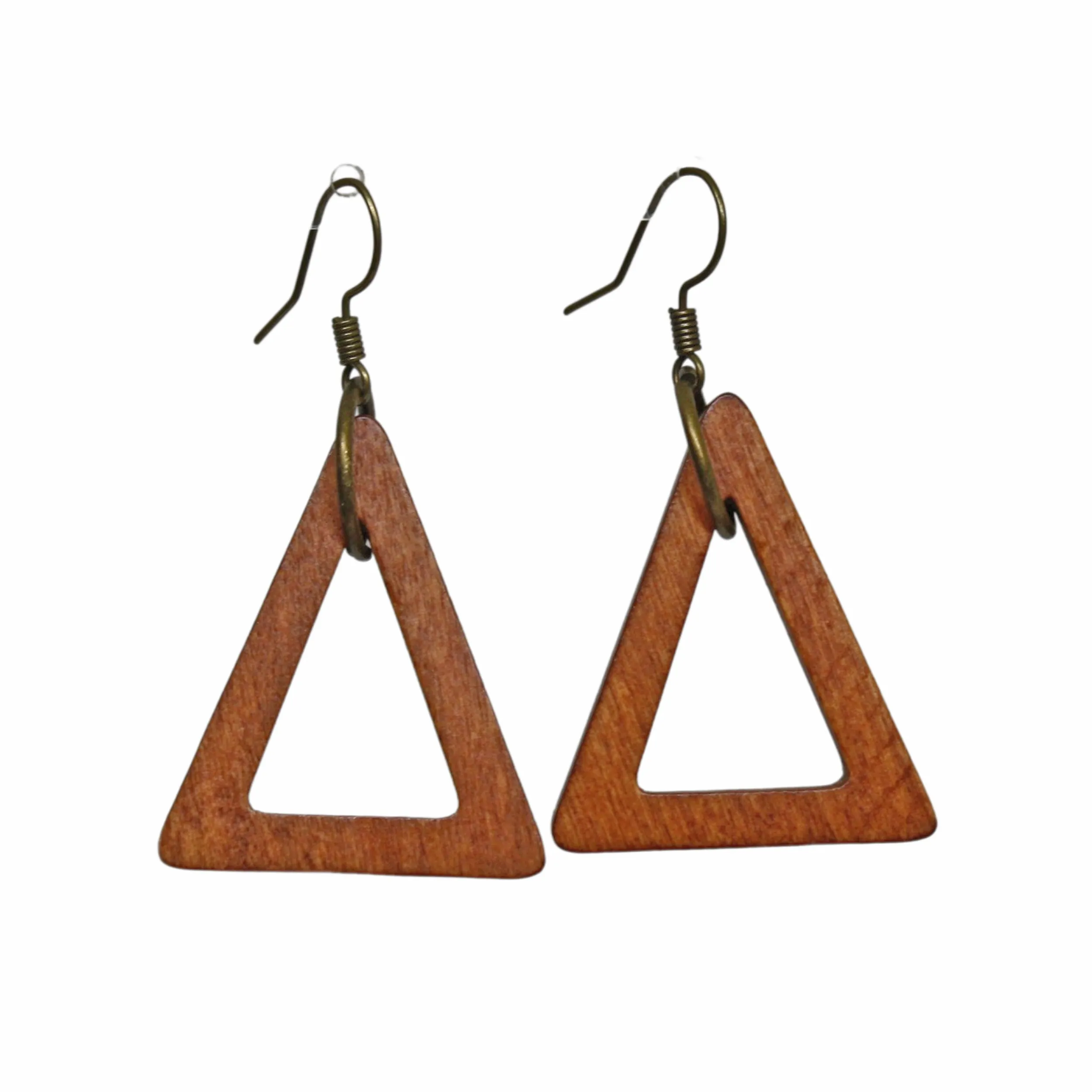 Modern Geometric Wooden Triangle Earrings