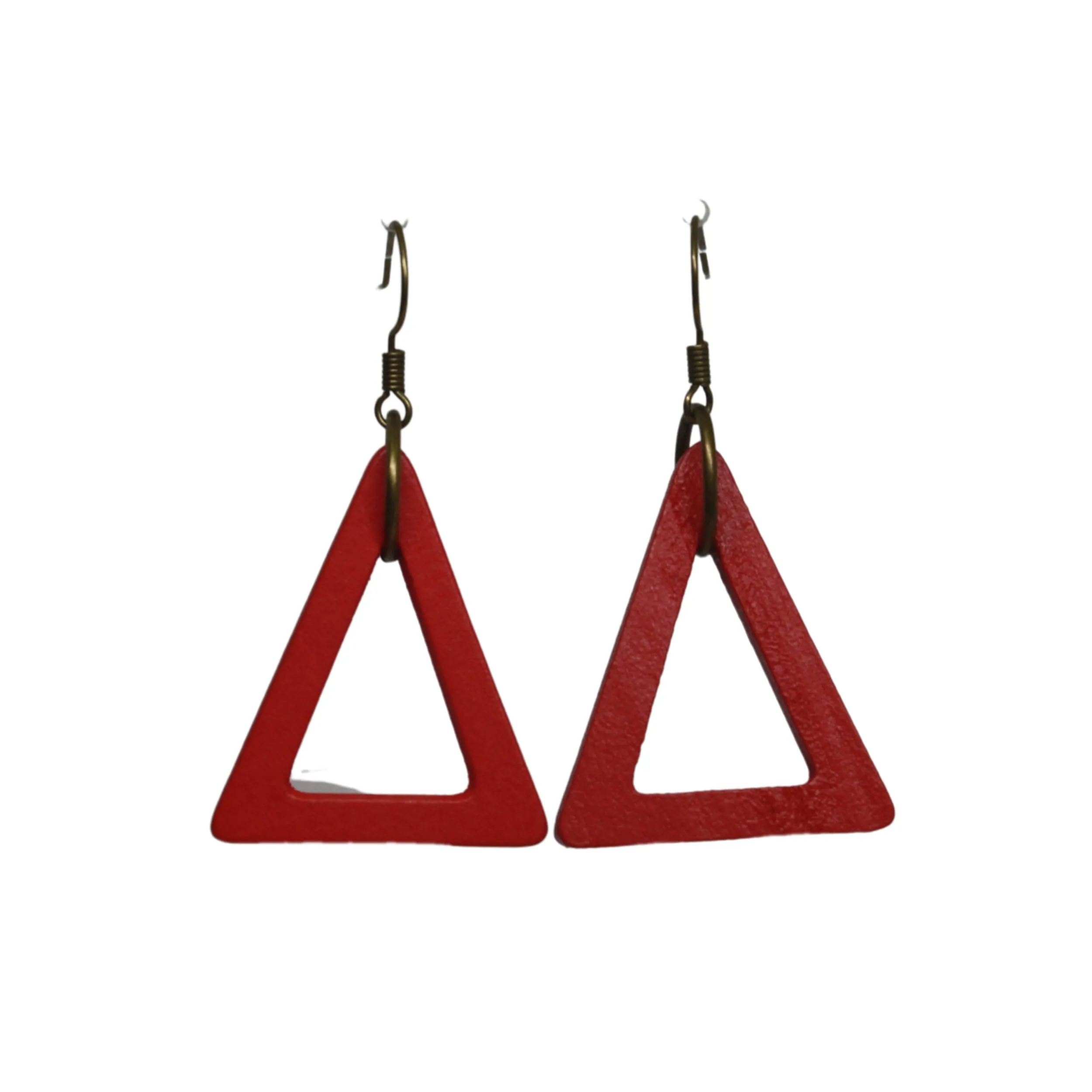 Modern Geometric Wooden Triangle Earrings