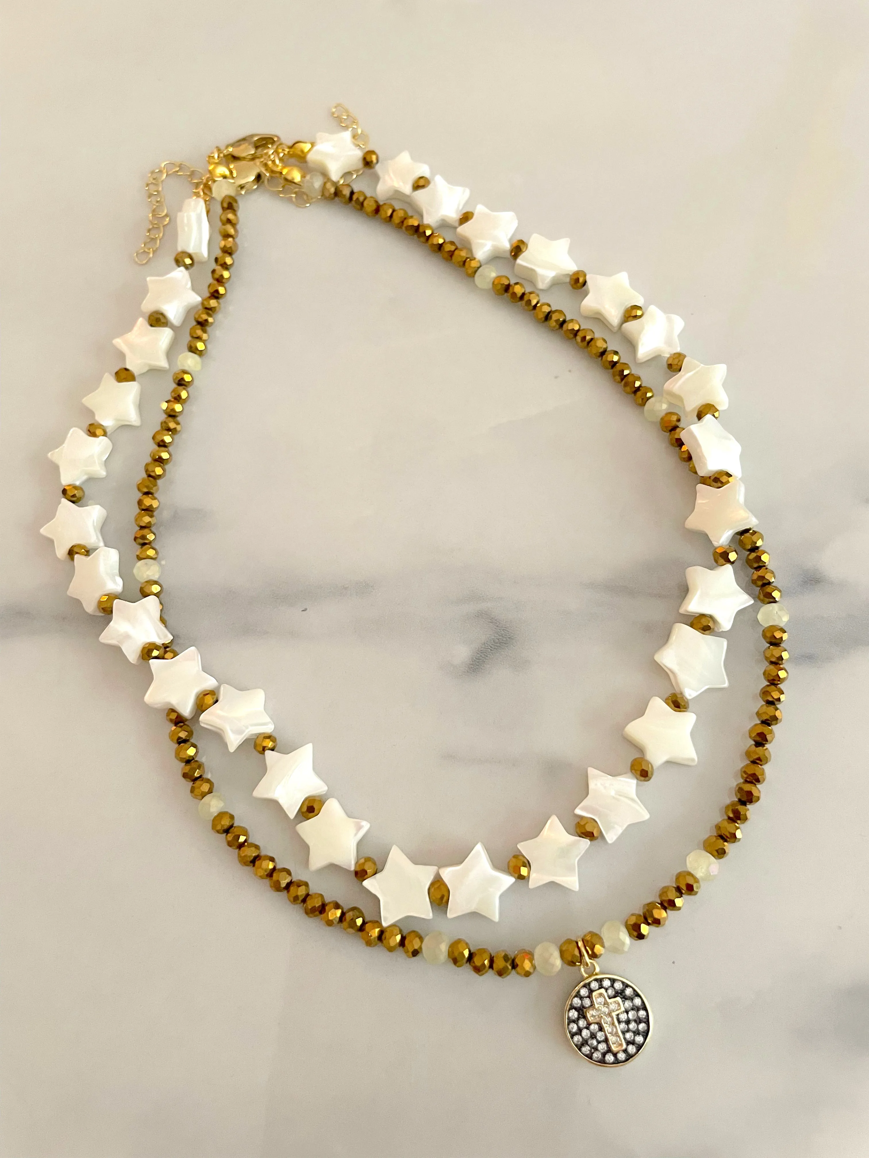 Nacre stars short necklace