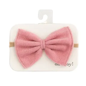 oh baby! Cotton Terry Bow Nylon Headband - Blush