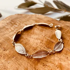 Olive Leaf Linked Bracelet in Sterling Silver