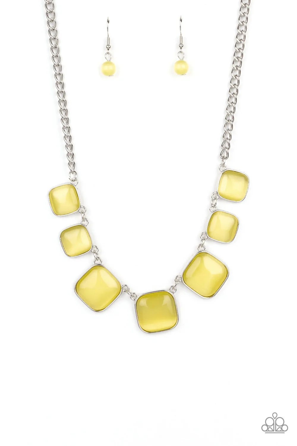 Paparazzi Necklace ~ Aura Allure Yellow Cat's Eye Stone Necklace