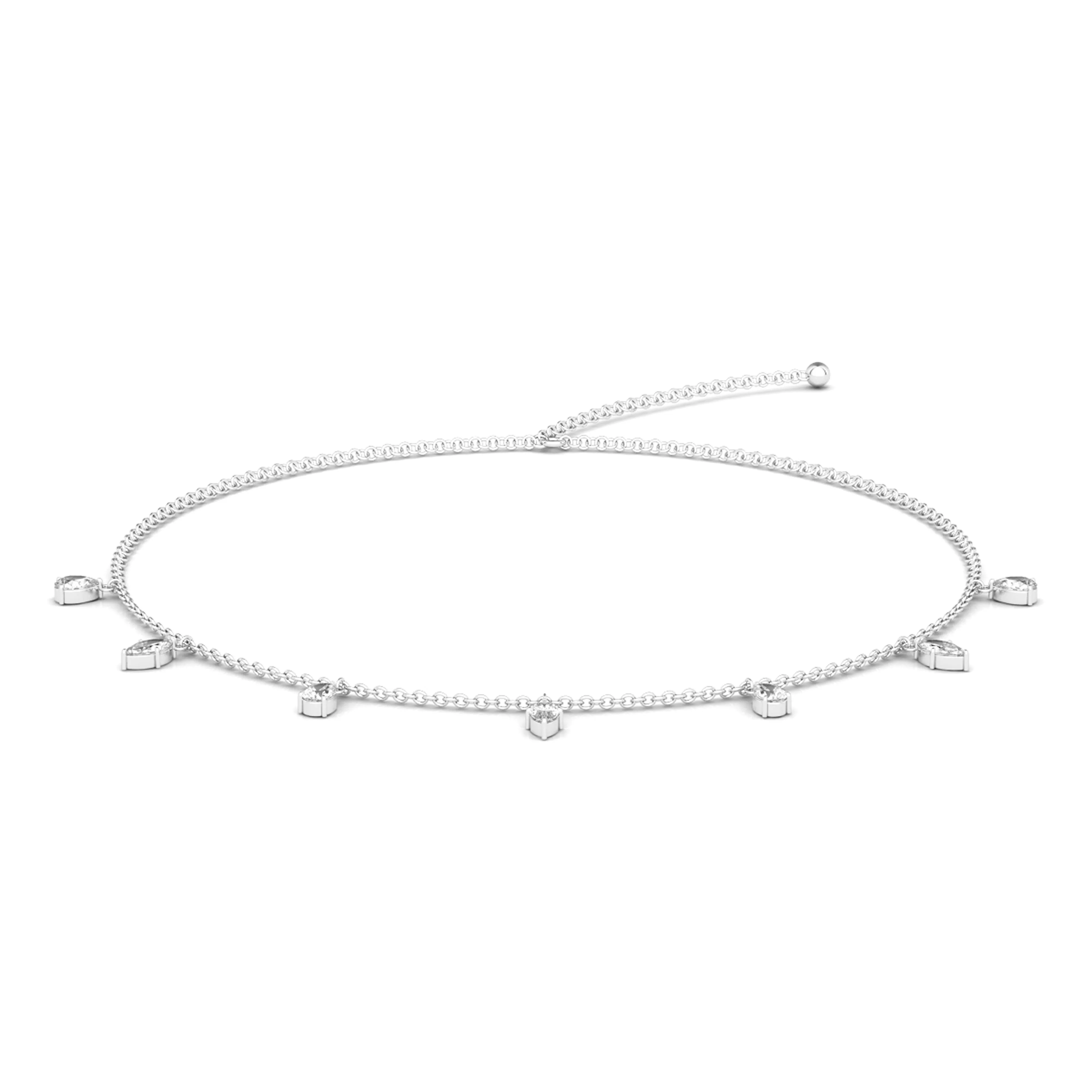 Pear & Marquise Dangling Diamond Choker