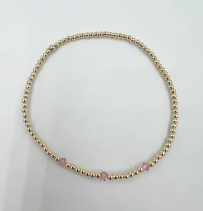 Pink Crystal Leave On Bracelet