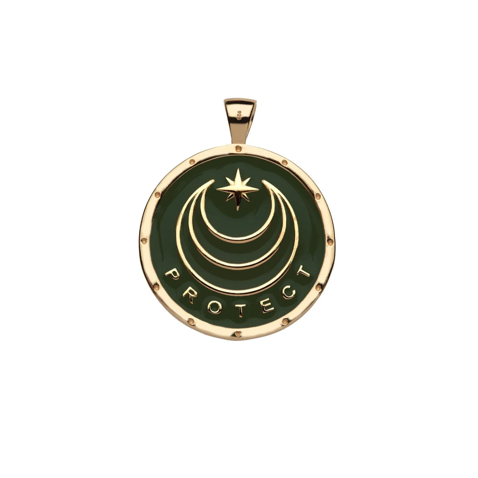 PROTECT JW Original Pendant Coin in Green Enamel