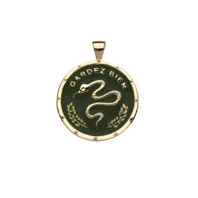 PROTECT JW Original Pendant Coin in Green Enamel