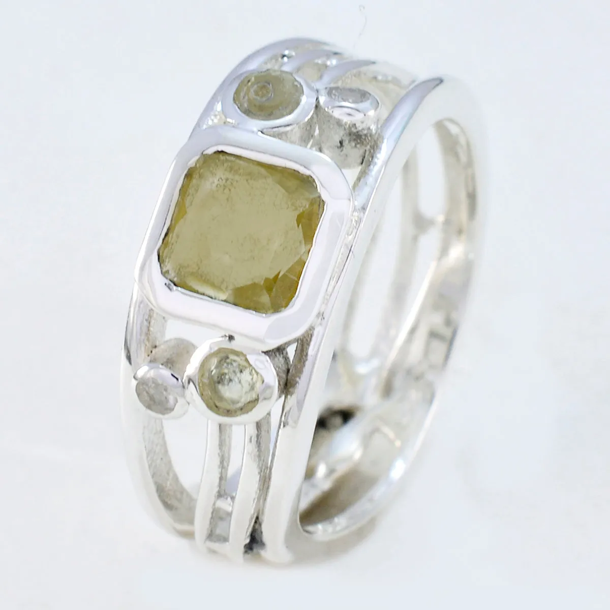 Rajasthan Gems Lemon Quartz 925 Silver Ring Vintage Costume Jewelry