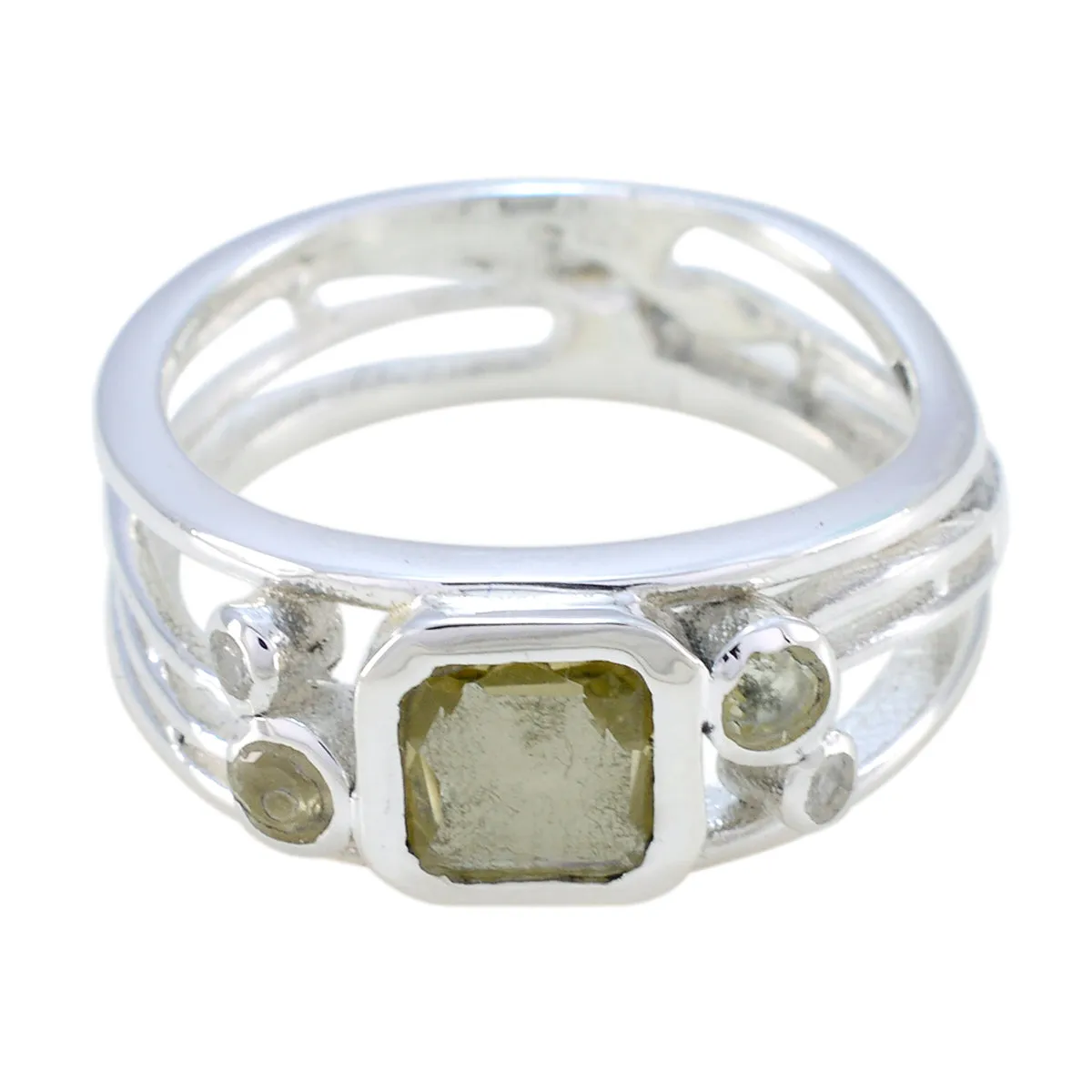 Rajasthan Gems Lemon Quartz 925 Silver Ring Vintage Costume Jewelry