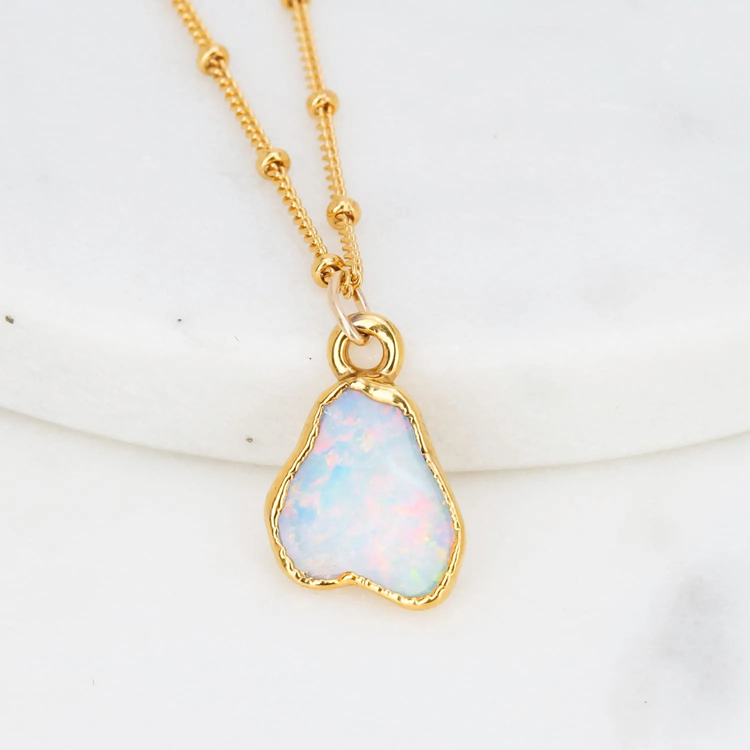 Raw Australian Opal Necklace with Paperclip Chain