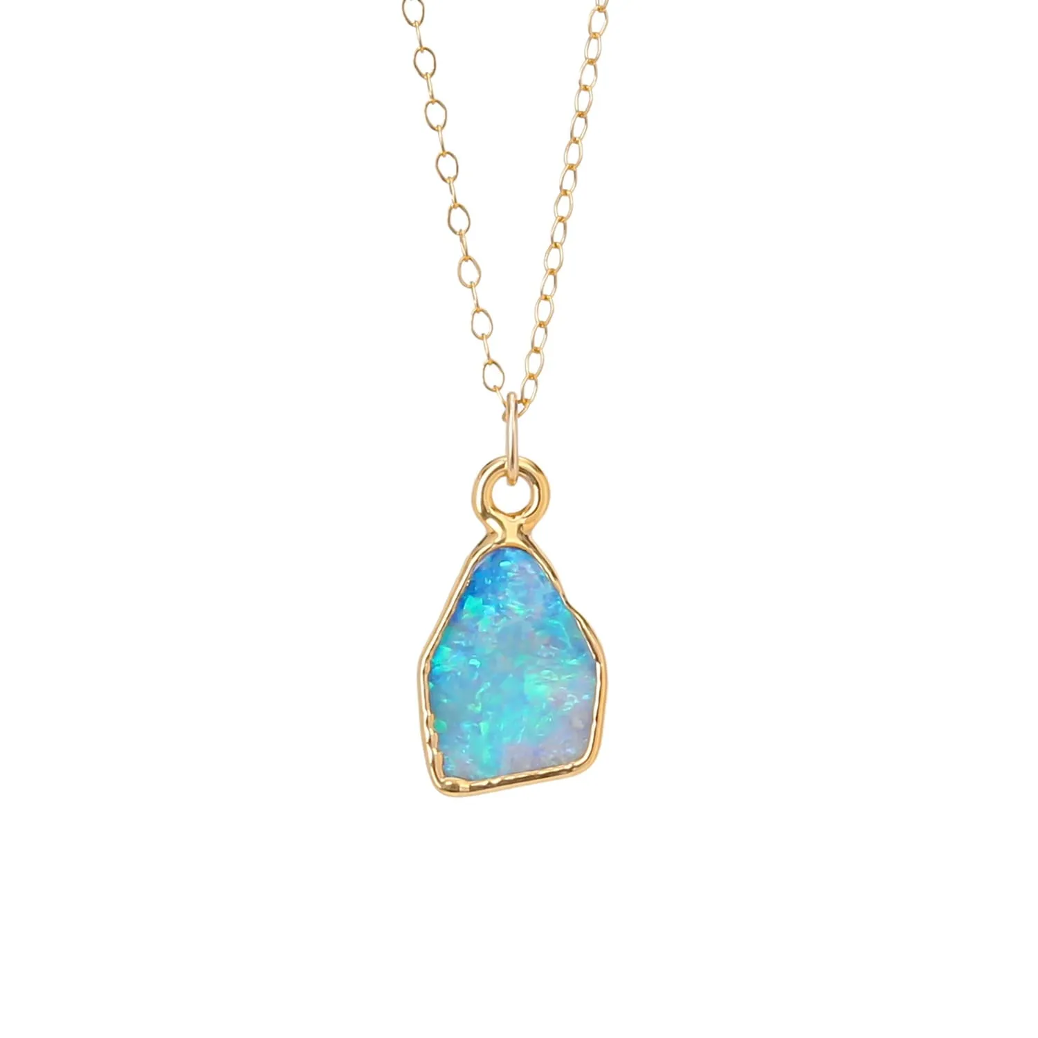 Raw Australian Opal Necklace with Paperclip Chain