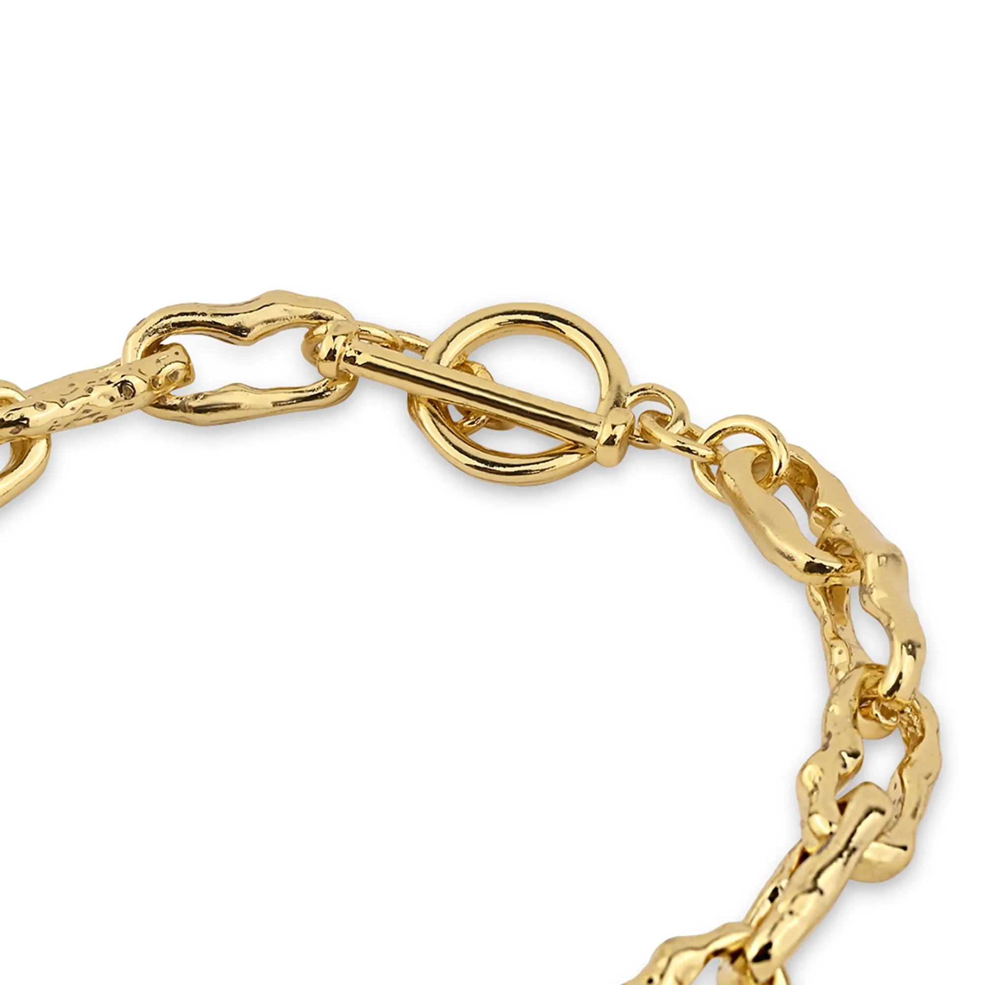 Real Gold-Plated Molten Link Bracelet