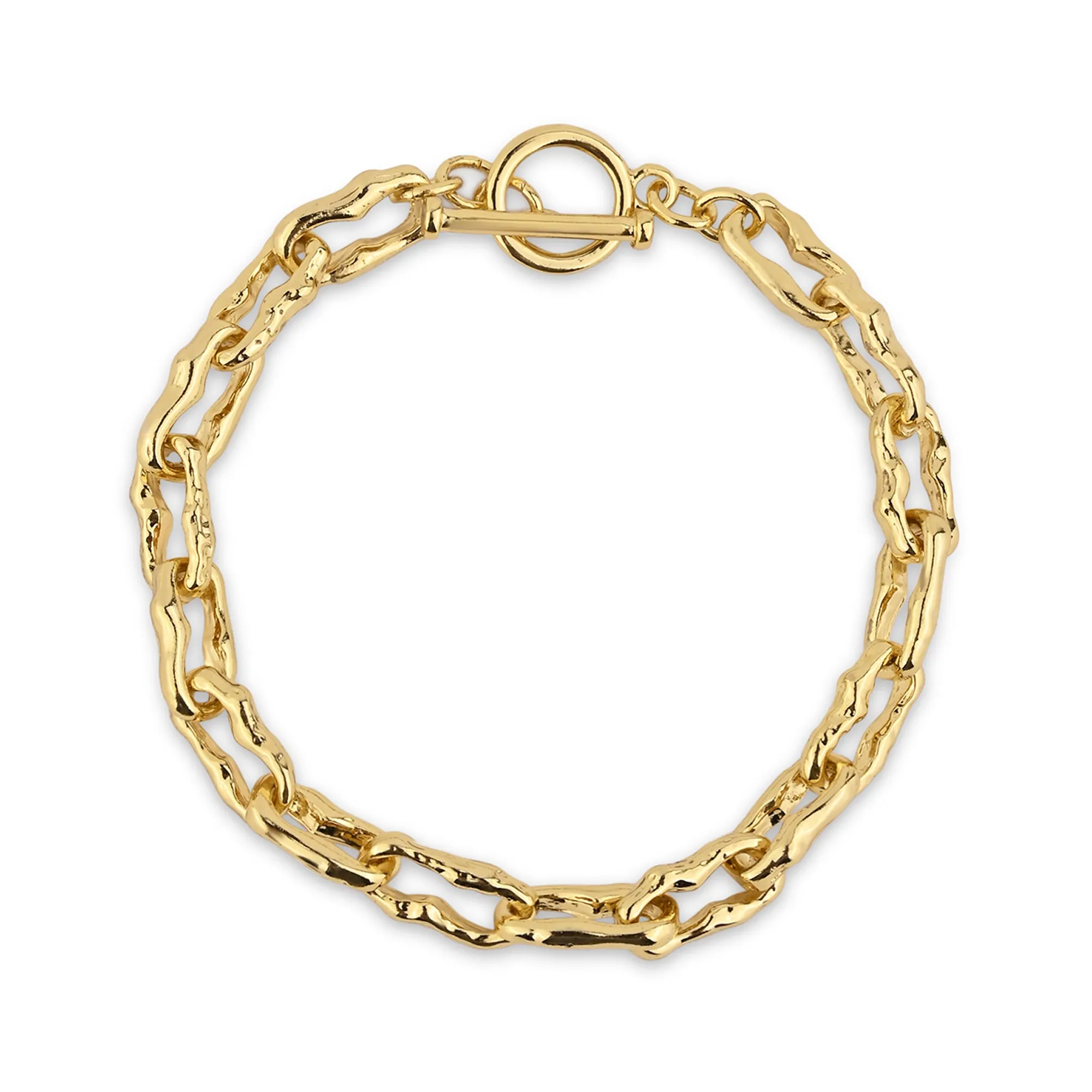 Real Gold-Plated Molten Link Bracelet