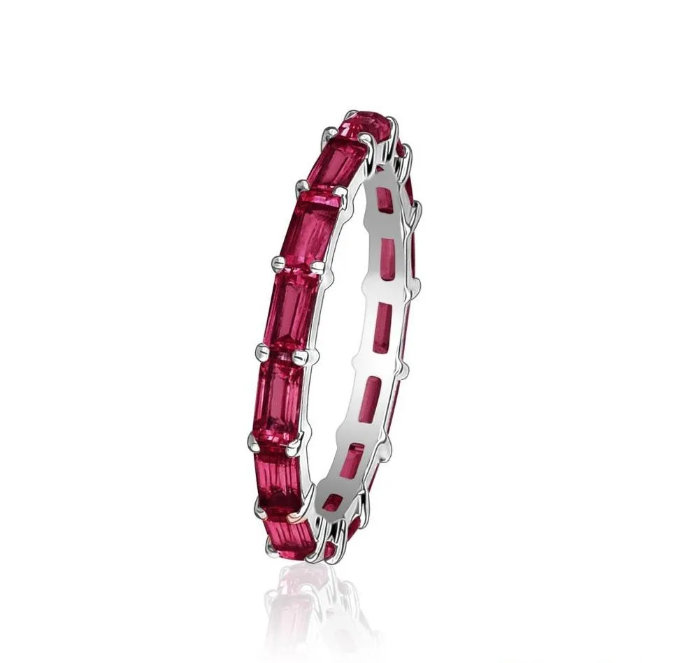 Red Ruby Baguette Eternity Ring