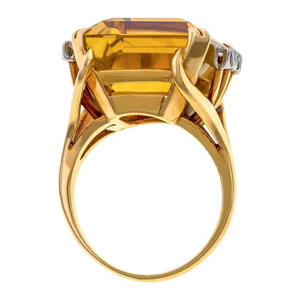 Retro Citrine & Diamond Ring