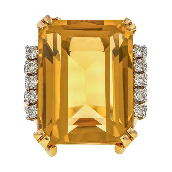 Retro Citrine & Diamond Ring