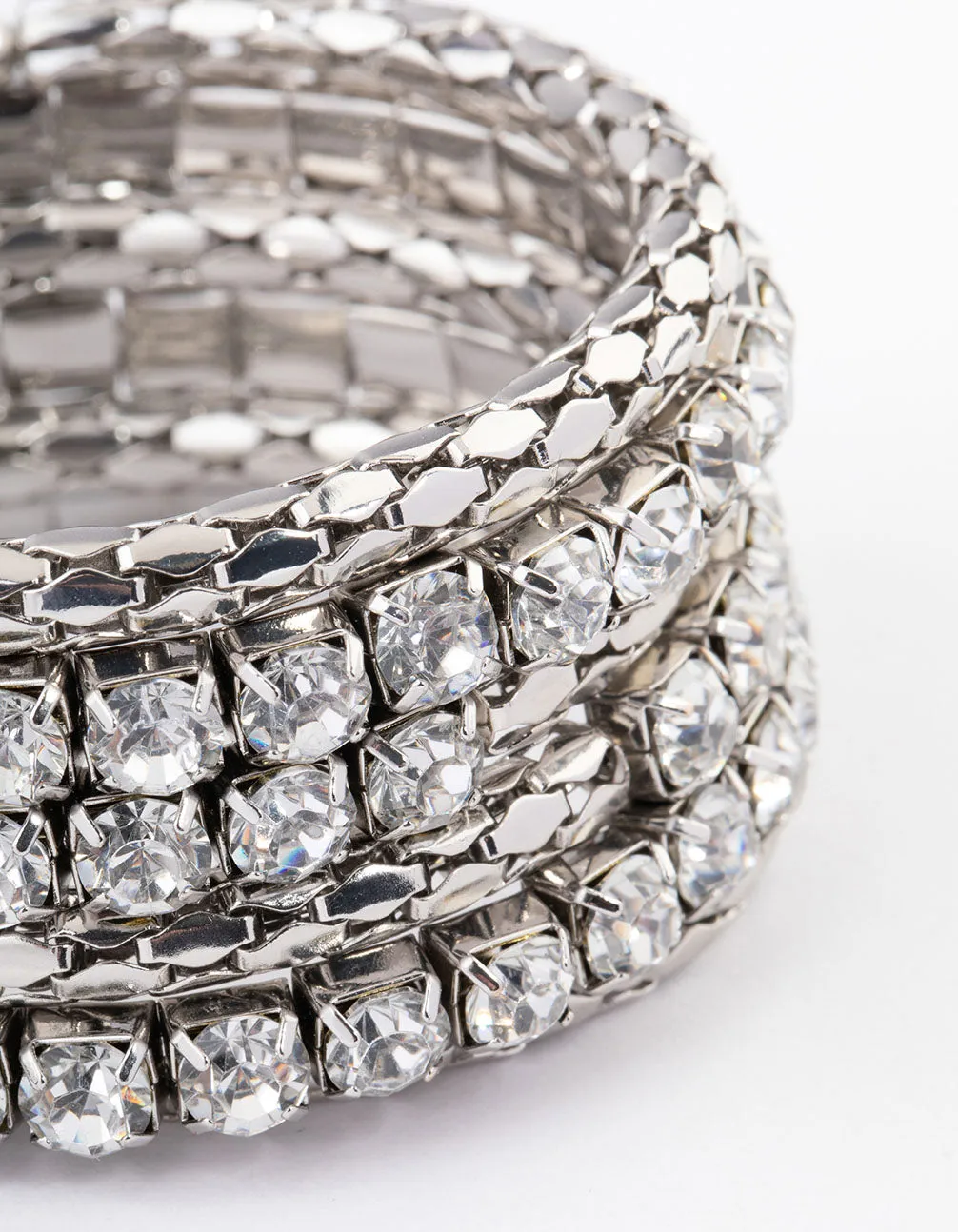 Rhodium Chunky Diamante Chain Wrapped Bracelet