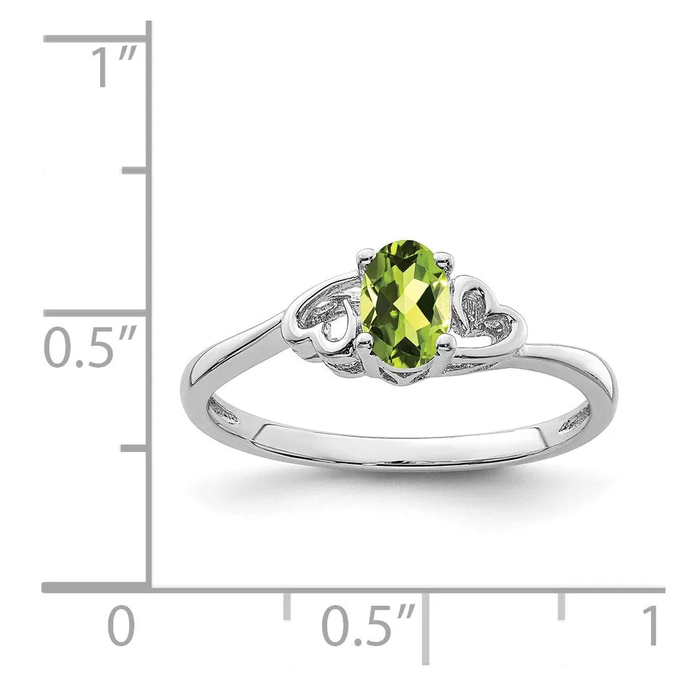 Rhodium-Plated Peridot Ring in Sterling Silver