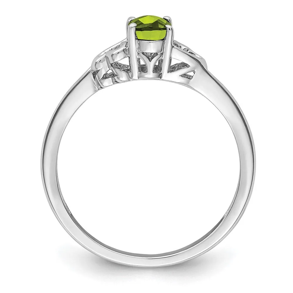 Rhodium-Plated Peridot Ring in Sterling Silver