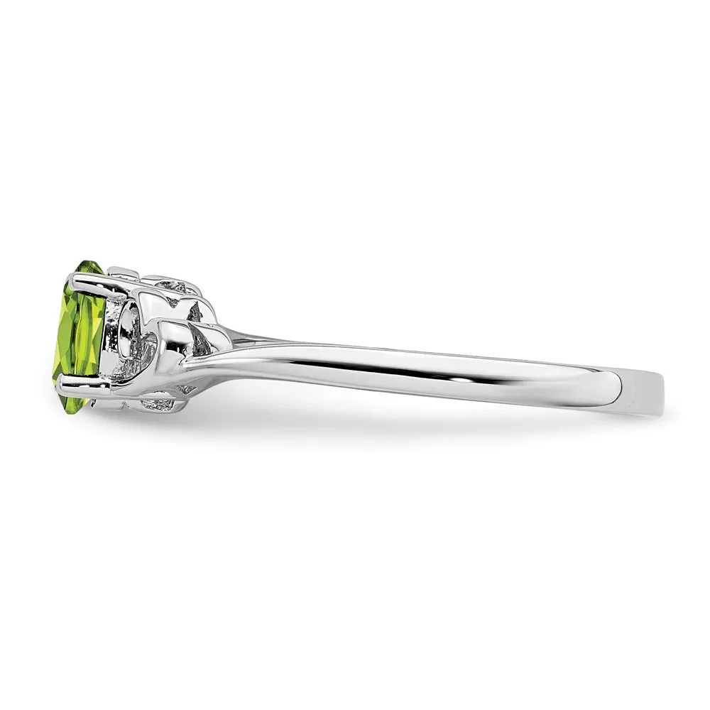 Rhodium-Plated Peridot Ring in Sterling Silver