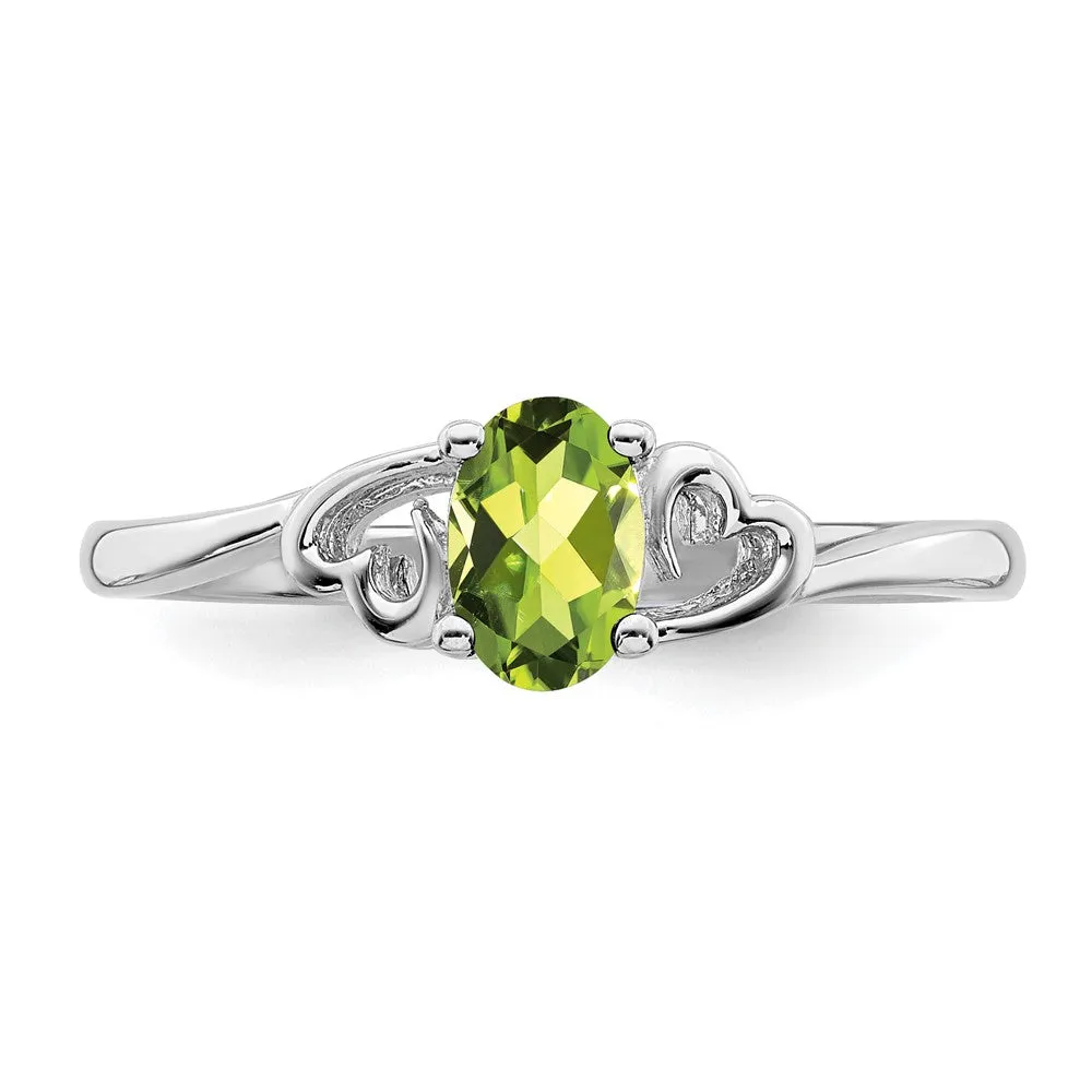 Rhodium-Plated Peridot Ring in Sterling Silver