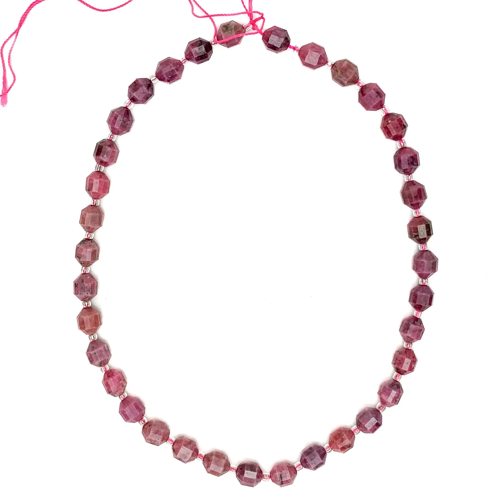 Rhodonite 7mm Faceted Drums Bead Strand