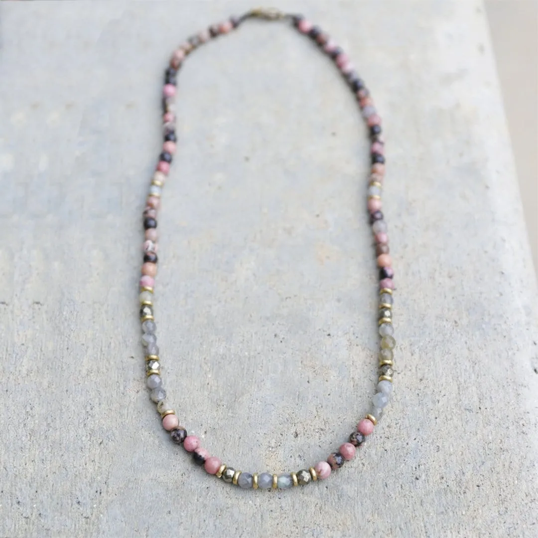 Rhodonite and Labradorite Delicate Necklace