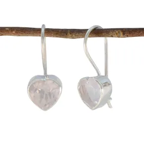 Riyo Attractive Sterling Silver Earring For Damsel Rose Quartz Earring Bezel Setting Pink Earring Stud Earring