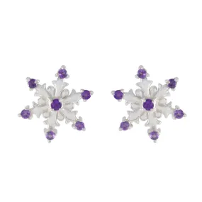 Riyo Charming 925 Sterling Silver Earring For Girl Amethyst Earring Bezel Setting Purple Earring Stud Earring