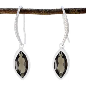 Riyo Comely 925 Sterling Silver Earring For Demoiselle Smoky Quartz Earring Bezel Setting Brown Earring Dangle Earring