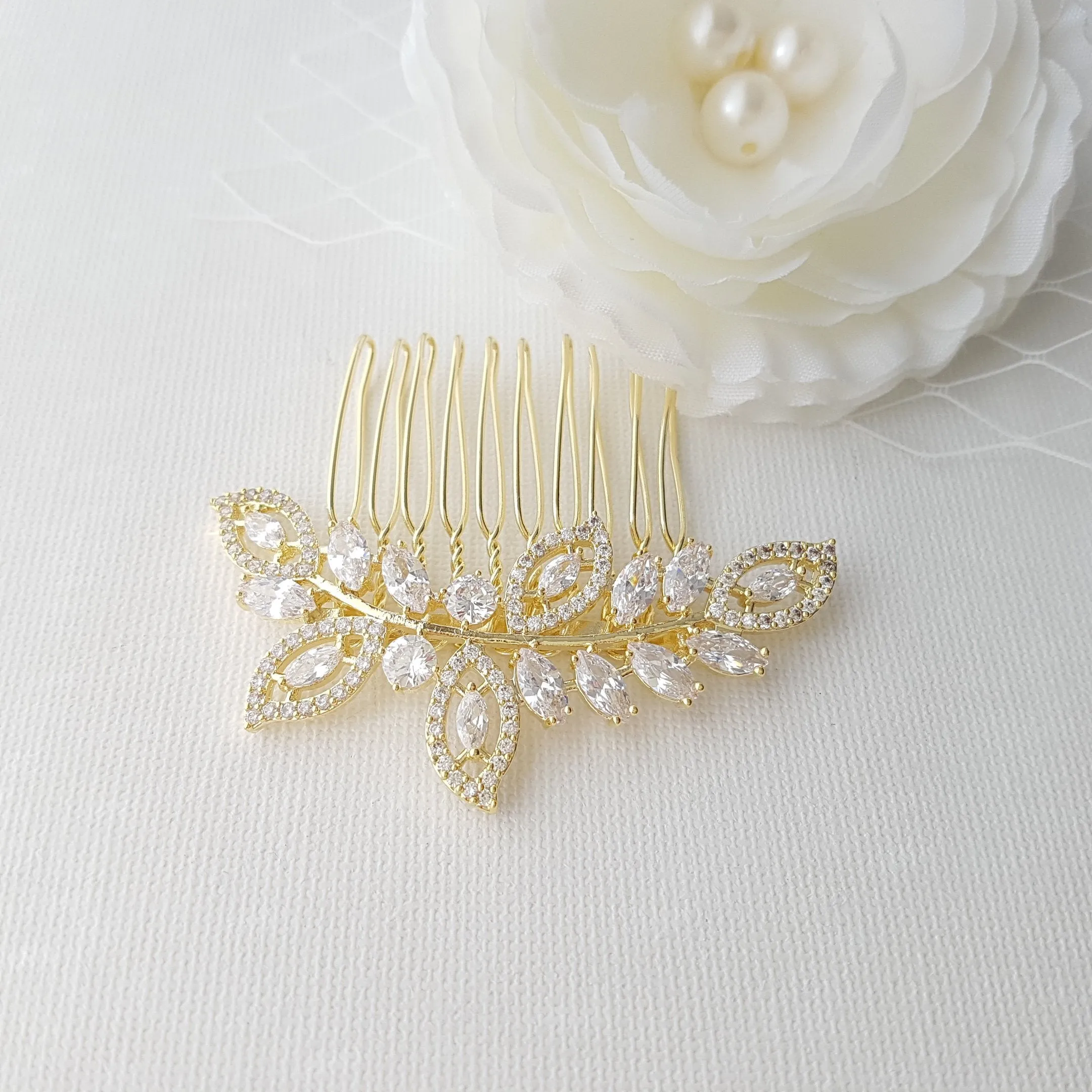 Rose Gold Wedding Hair Comb-Kerry