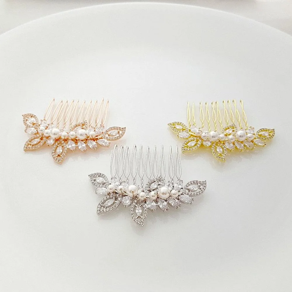 Rose Gold Wedding Hair Comb-Kerry