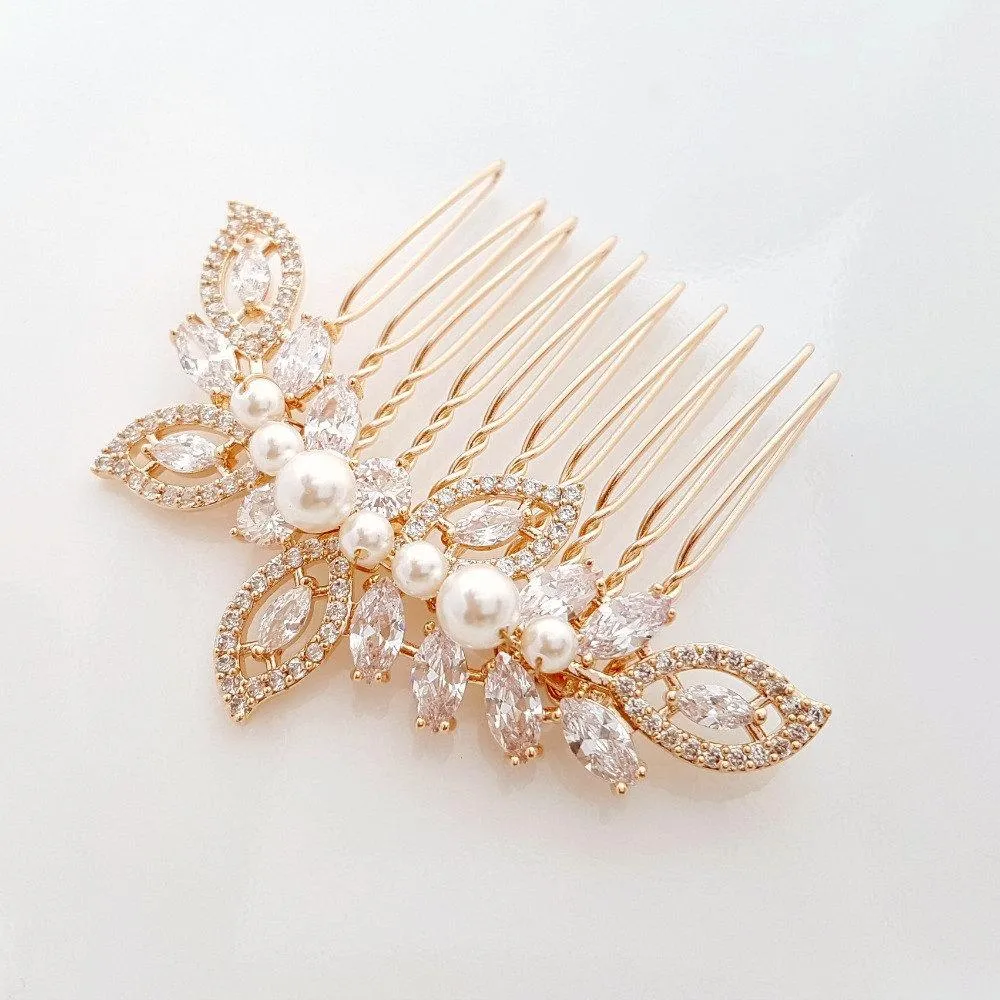 Rose Gold Wedding Hair Comb-Kerry