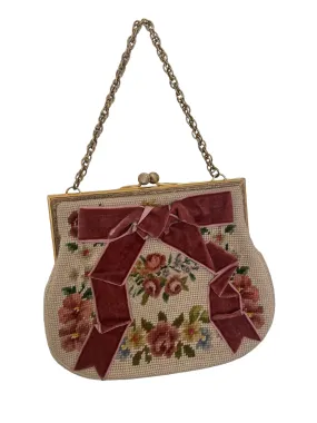 Rose Needlepoint Bow Bag