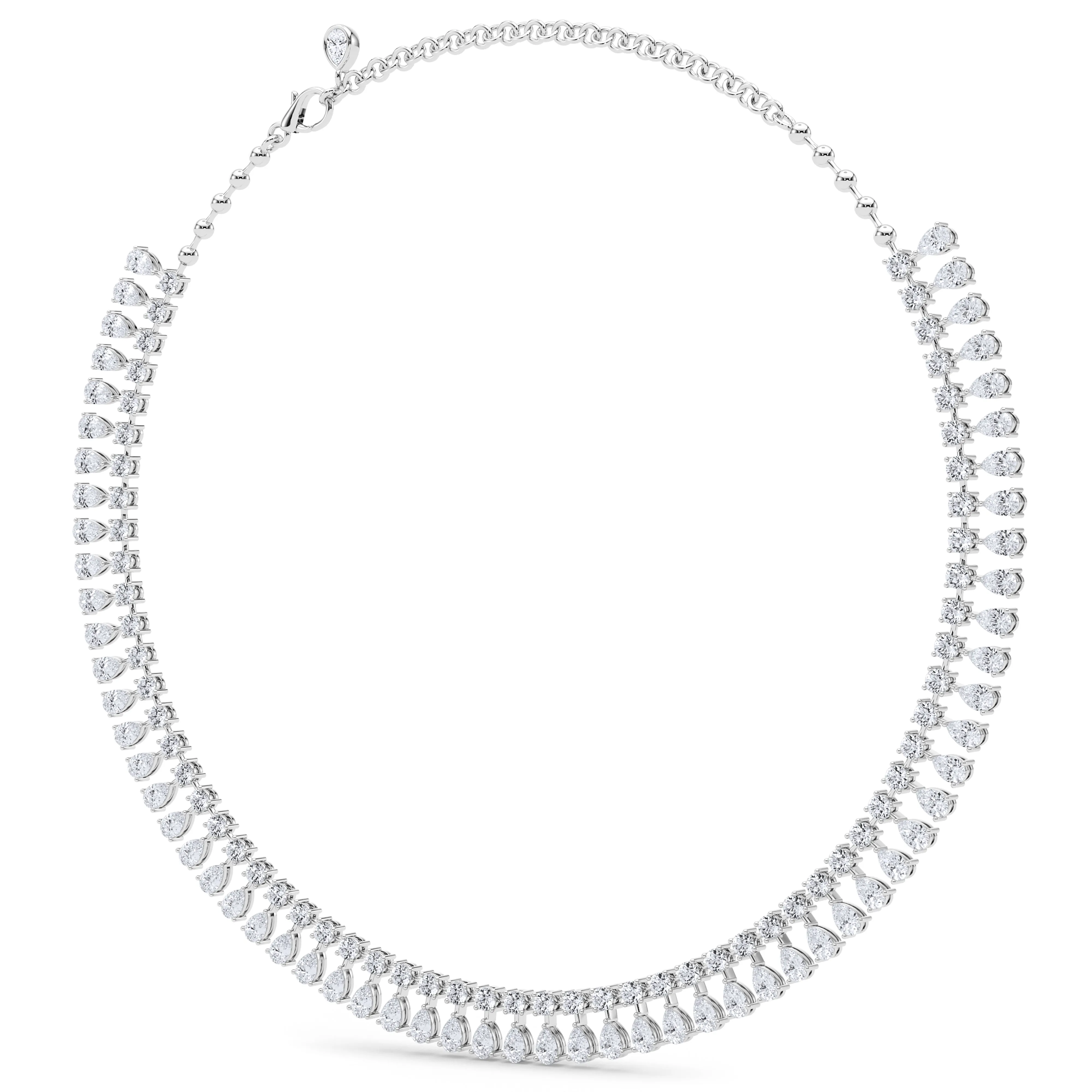 Round and Pear Diamond Necklace