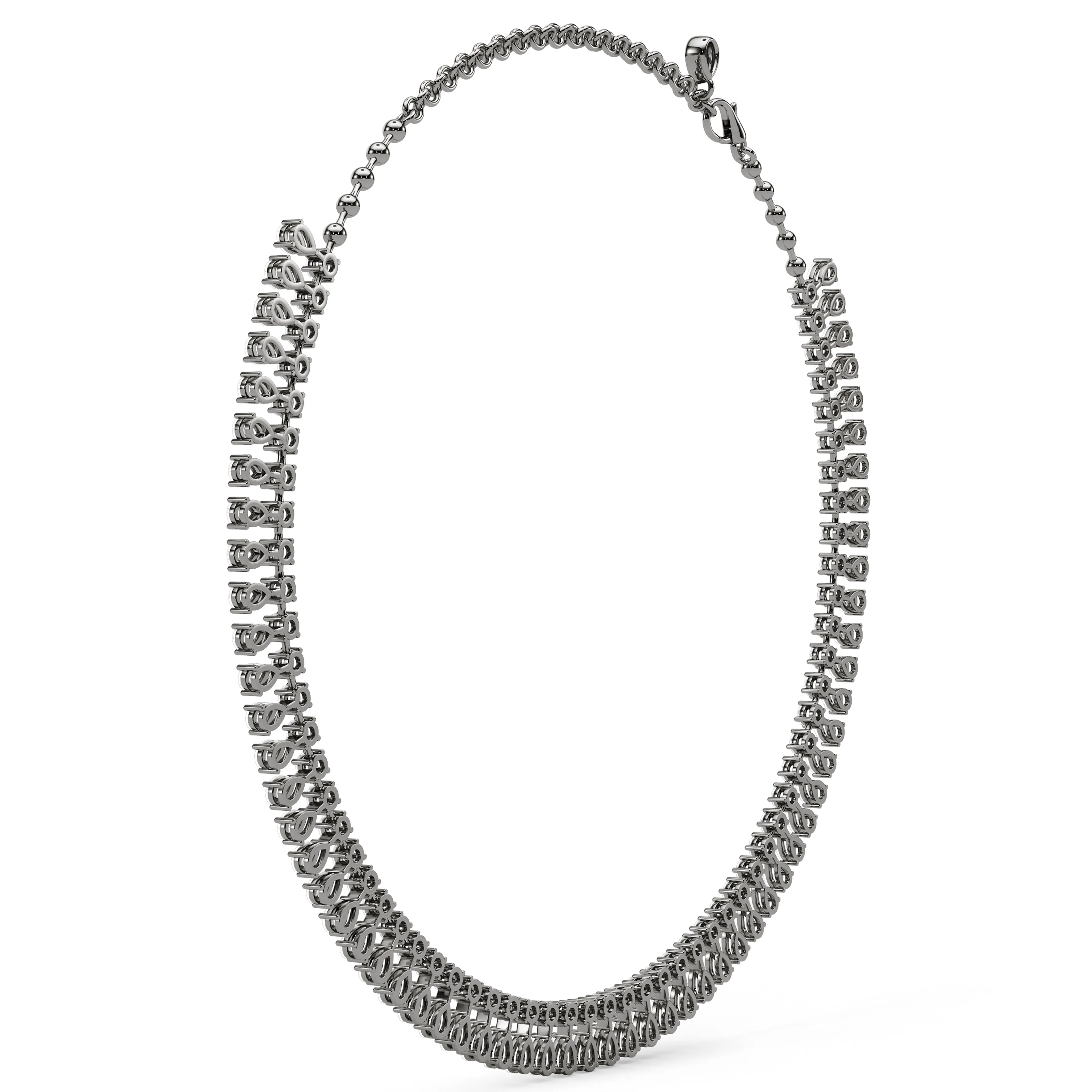 Round and Pear Diamond Necklace