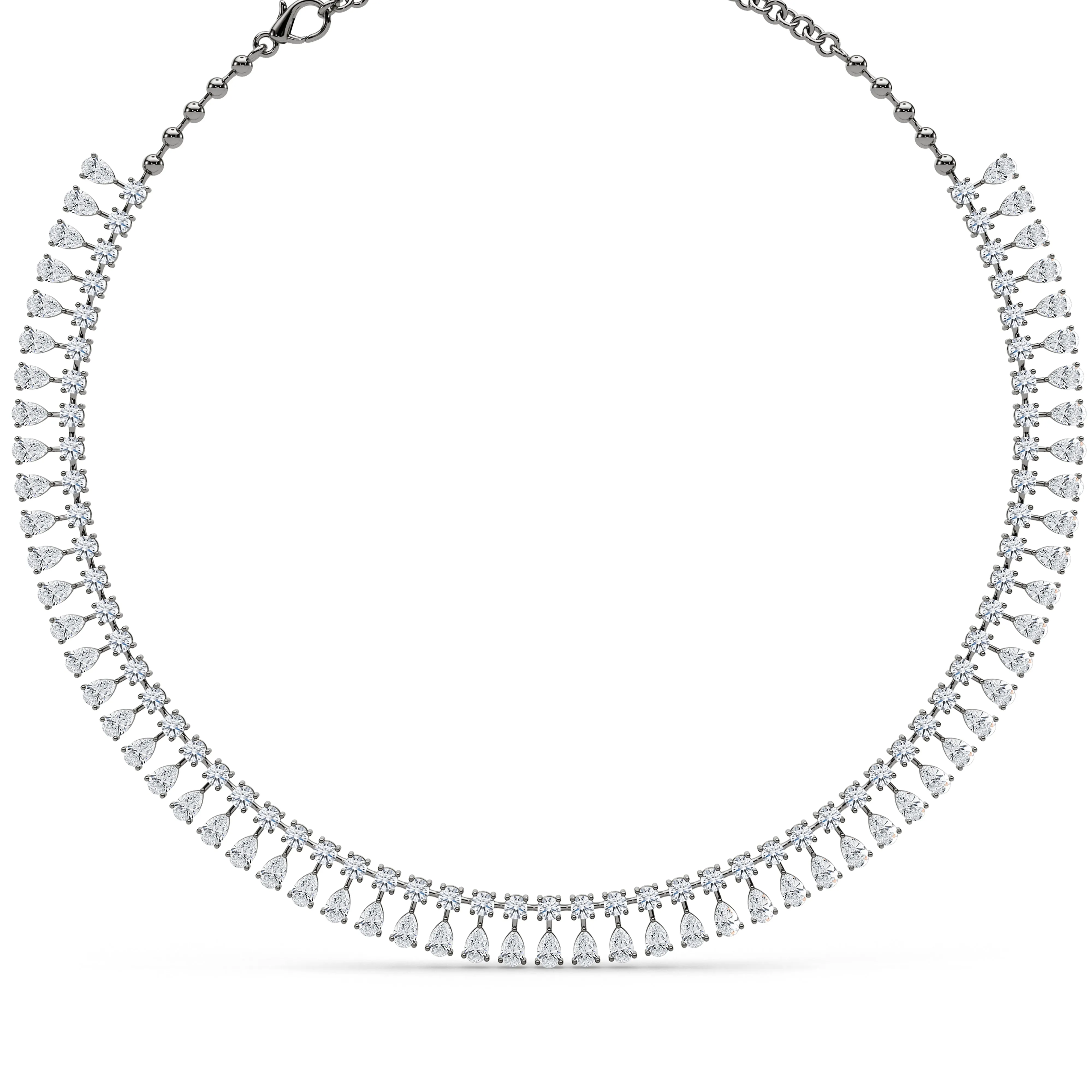 Round and Pear Diamond Necklace