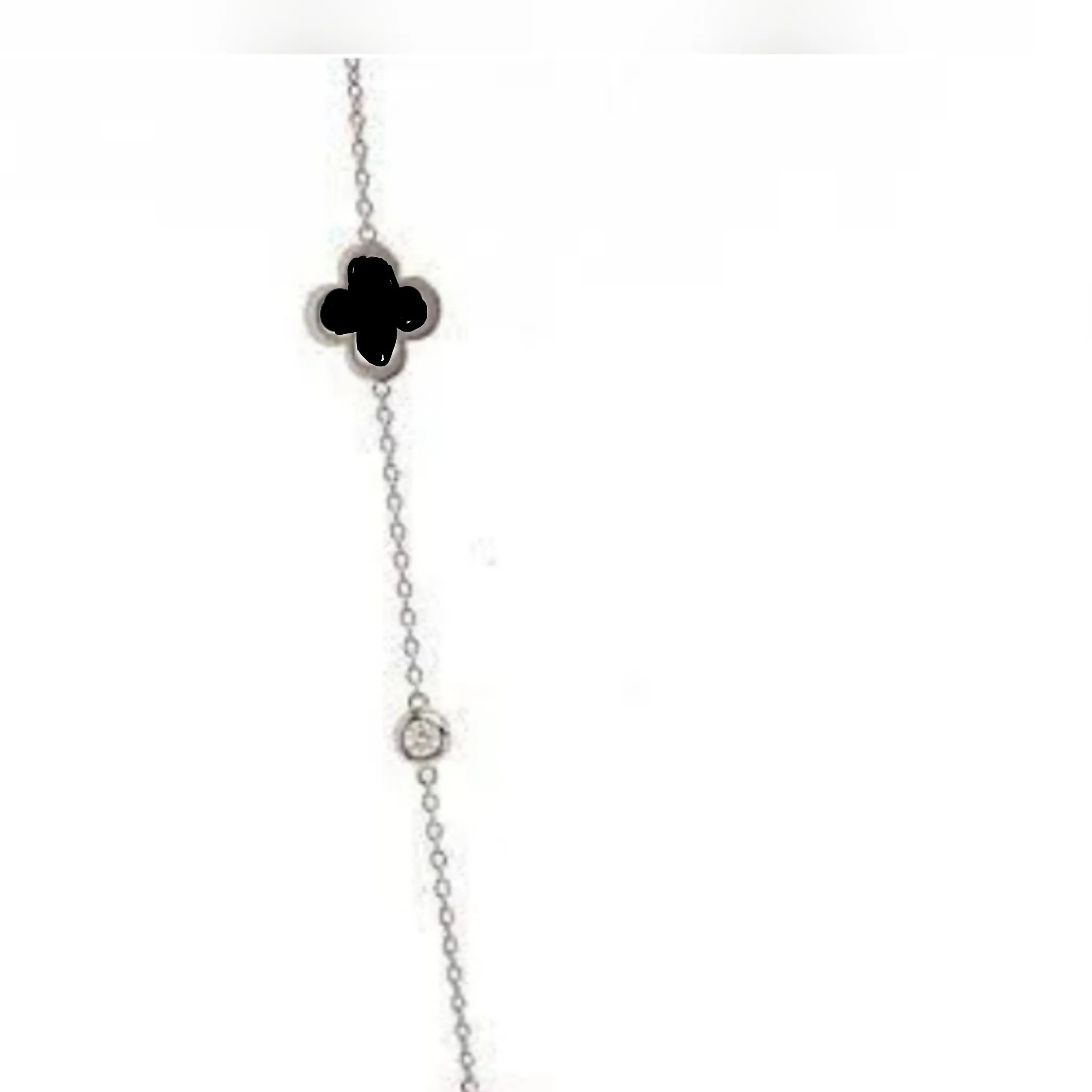 SALE Sybella White or Black Flower Long Necklace Silver