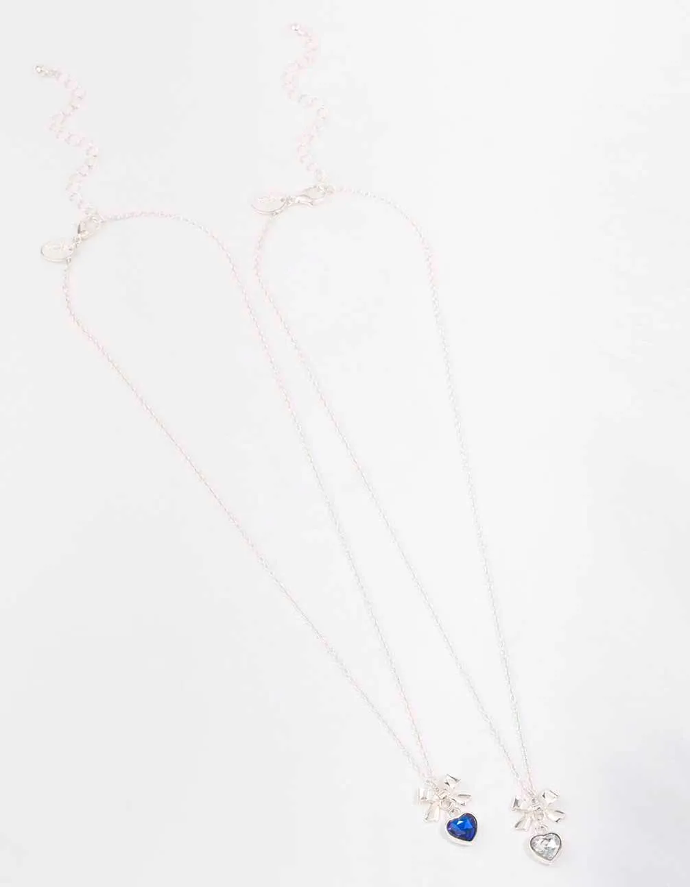 Silver Heart & Bow Necklace Pack