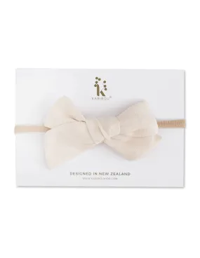 Skylah Pinwheel Linen Bow - Cookie Dough