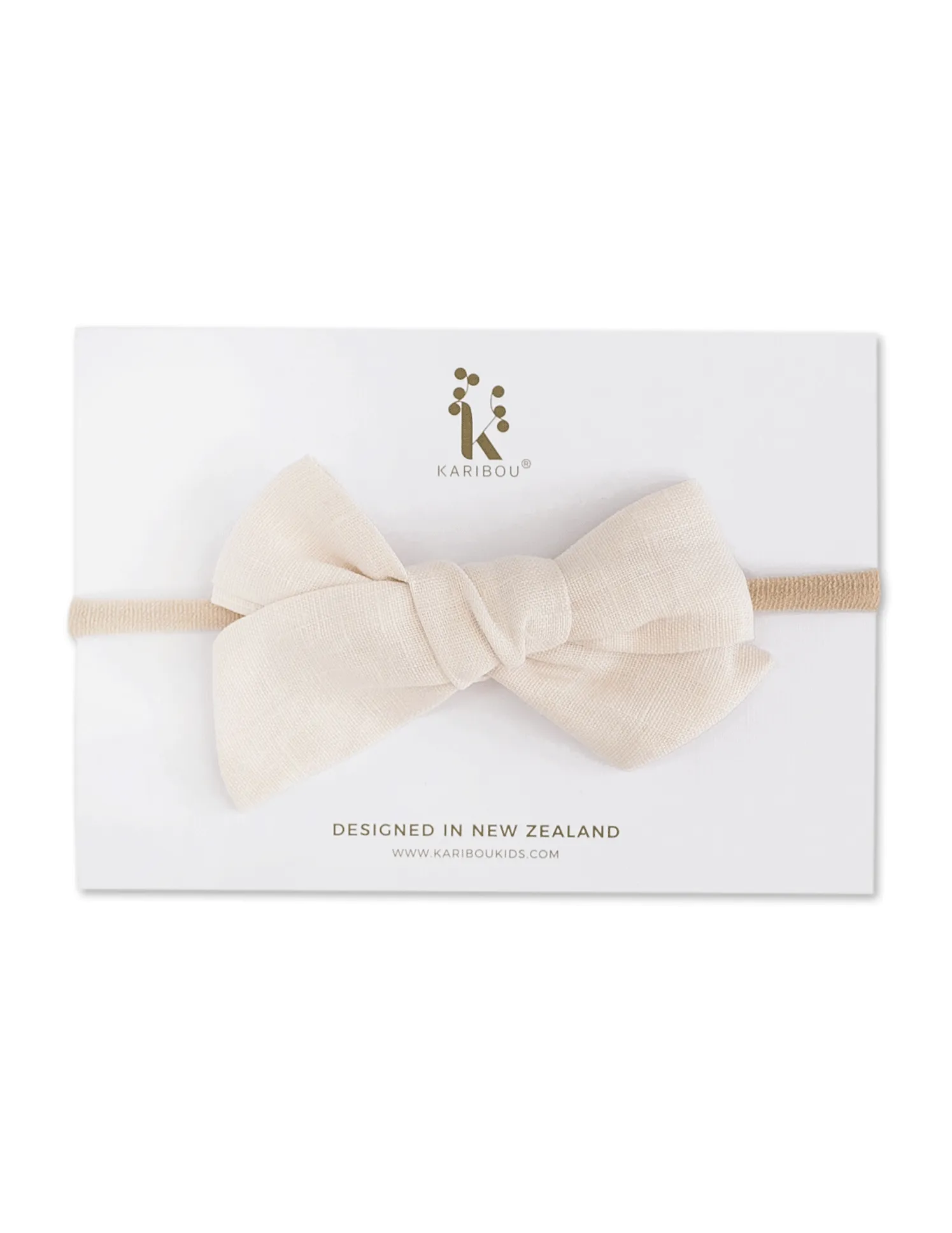 Skylah Pinwheel Linen Bow - Cookie Dough