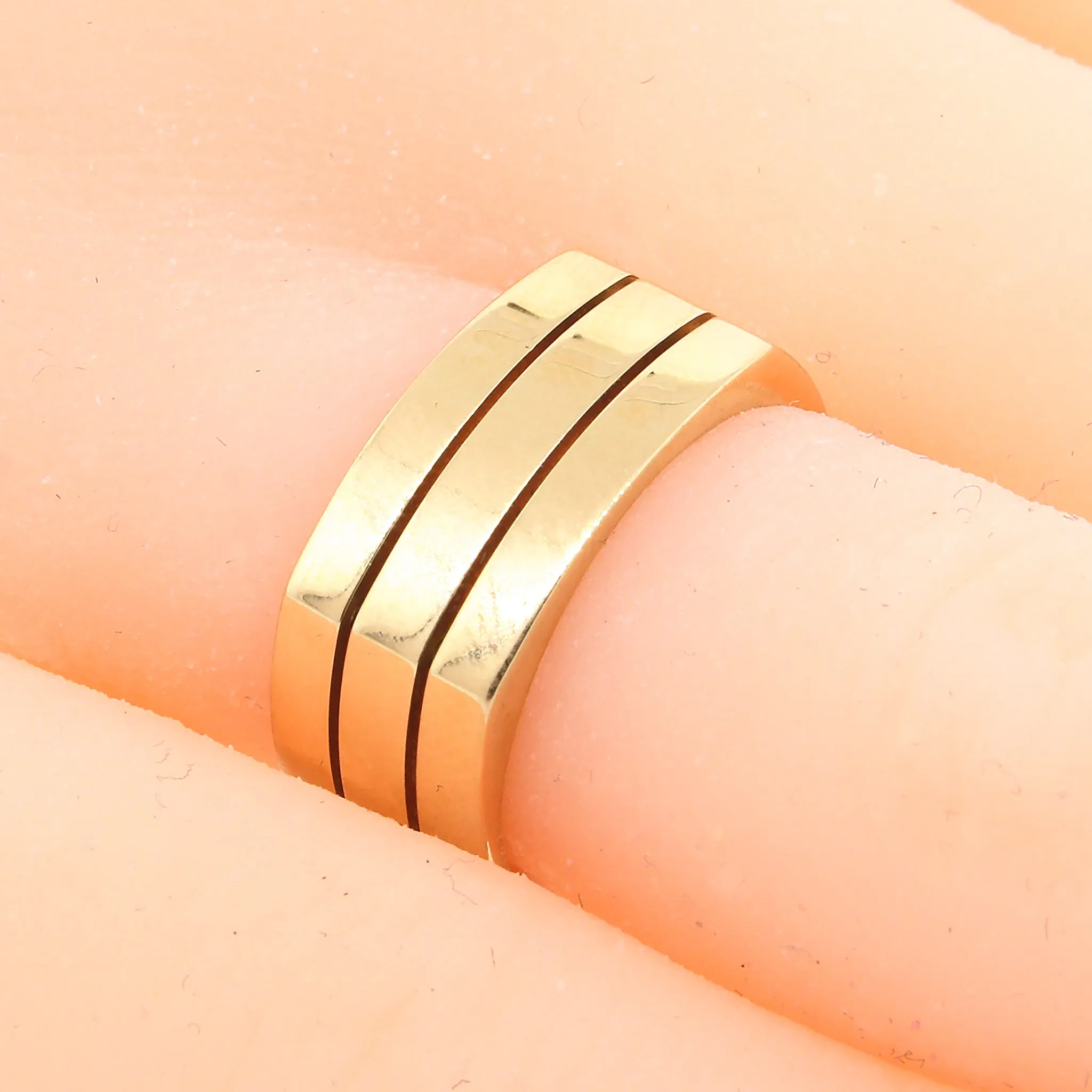 Solid 14k Gold 3-Band Fashion Ring